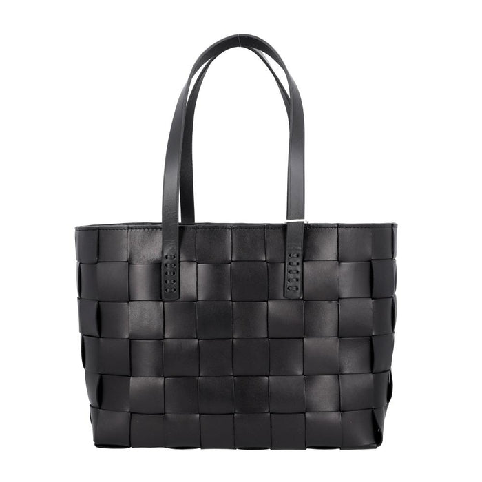 Dragon Diffusion Woven Leather Tote Bag for Women 8151 BLACK