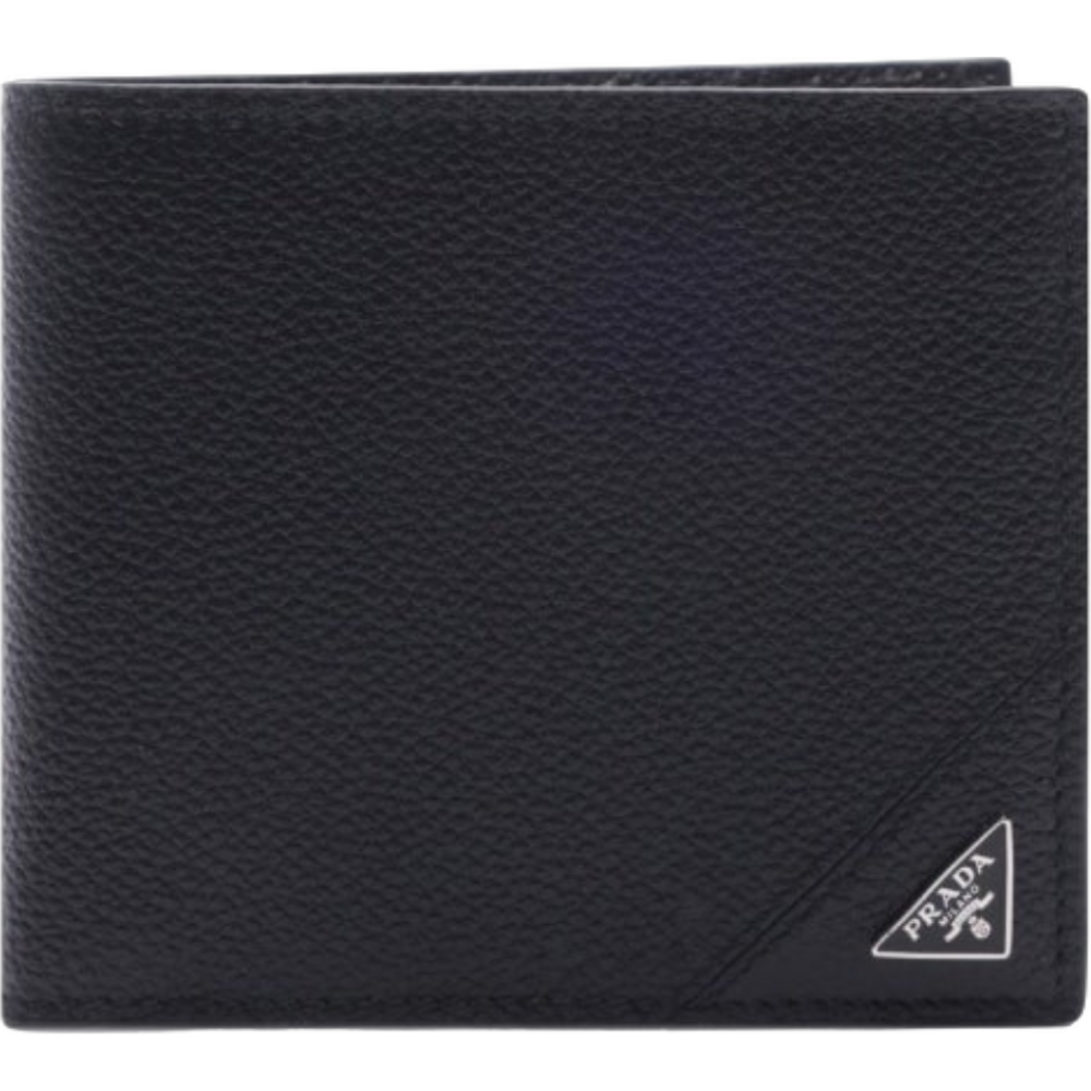 PRADA Vitello Logo Black Bifold Wallet