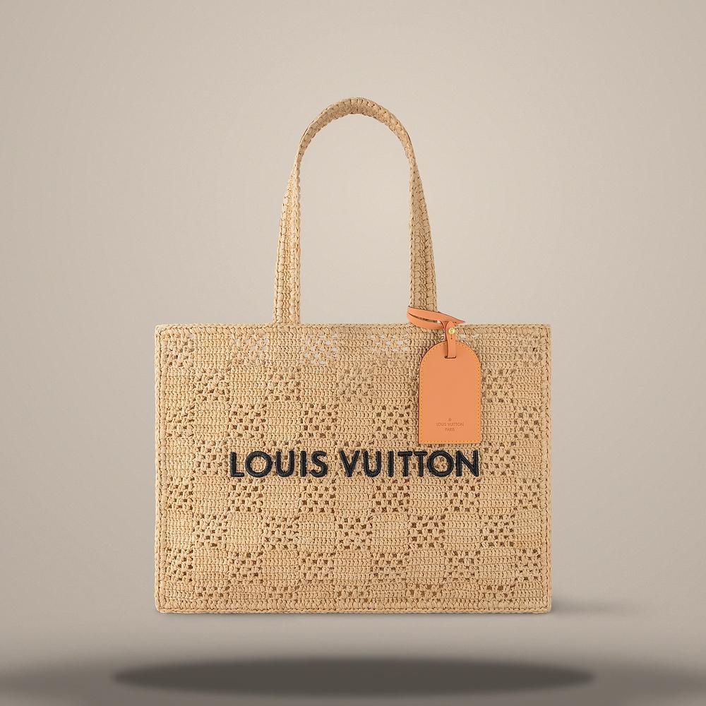 Louis Vuitton Summer Shopper Tote MM Natural Beige Tote Bag