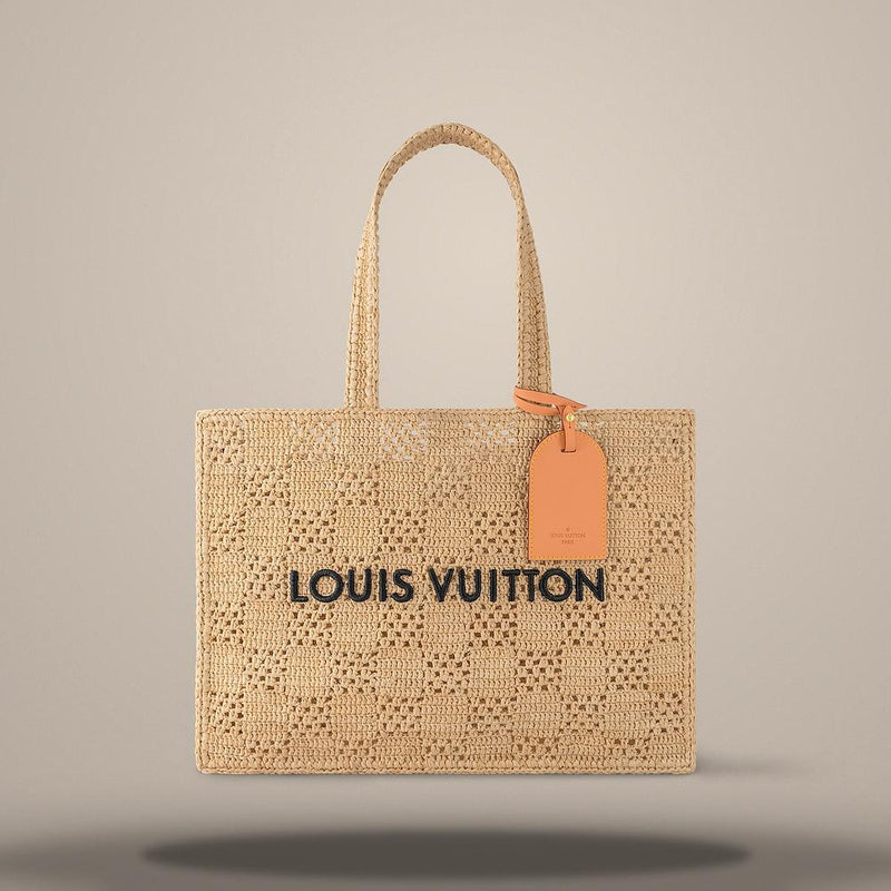 Louis Vuitton Summer Shopper Tote MM Natural Beige Tote Bag