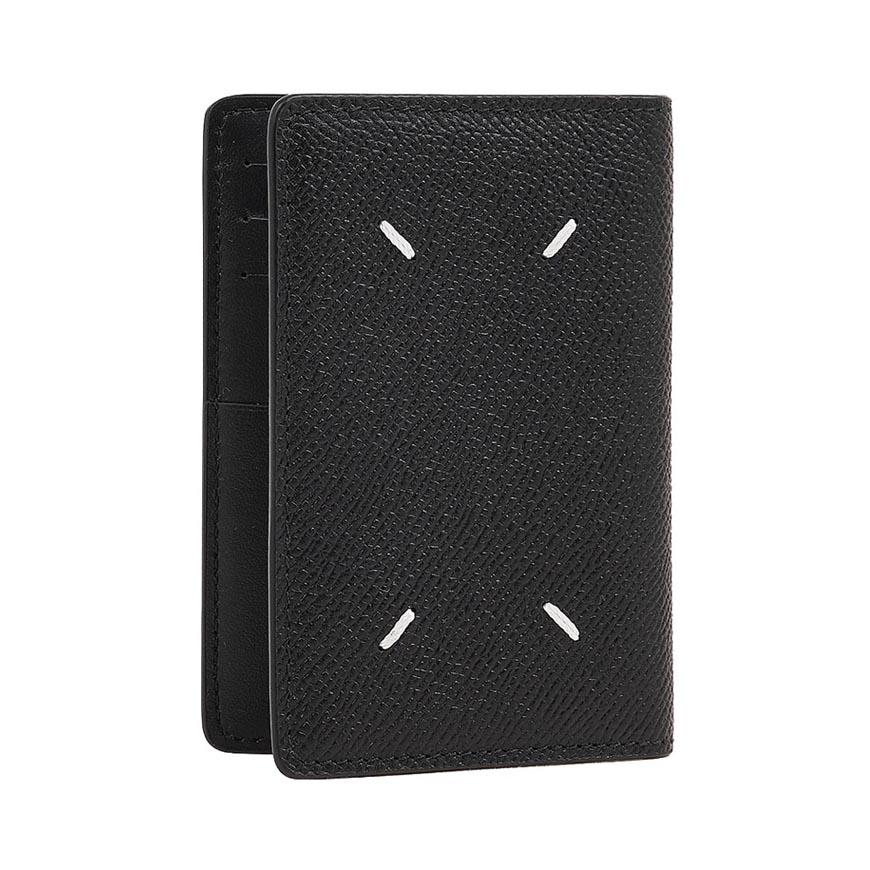 Maison Margiela Unisex Four-Stitches Leather Card Holder Black