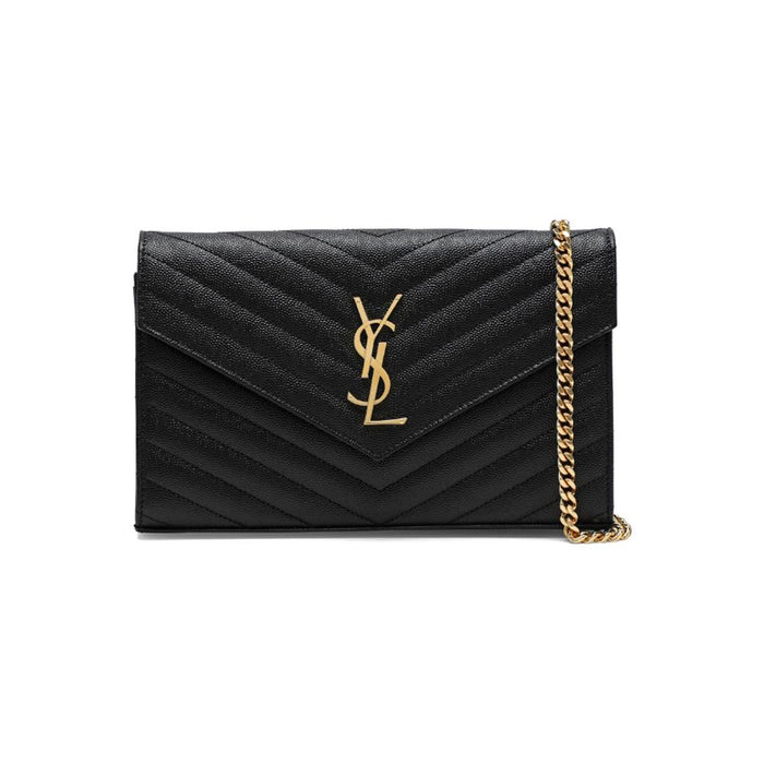 Saint Laurent Black Matelassé Leather Chain Shoulder Bag Gold-Tone