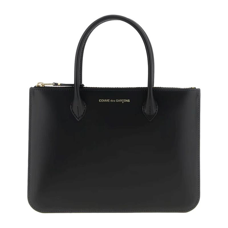 Comme des Garcons Handle Pouch Bag Black Leather Tote