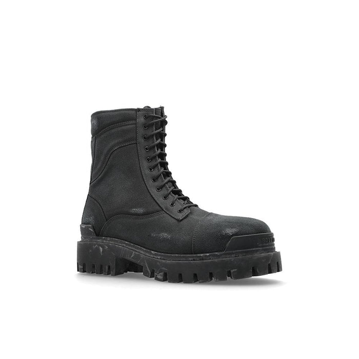 BALENCIAGA Combat Strike Leather Chelsea Boots Black Men