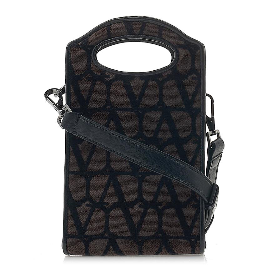 VALENTINO Garavani V Logo Mini Crossbody Bag Unisex Black Leather