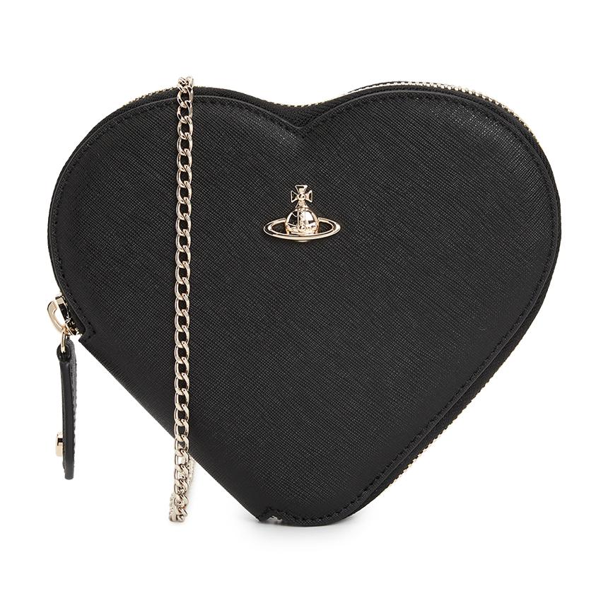 Vivienne Westwood Saffiano New Heart Chain Crossbody Bag fo 58010001W L001N N402
