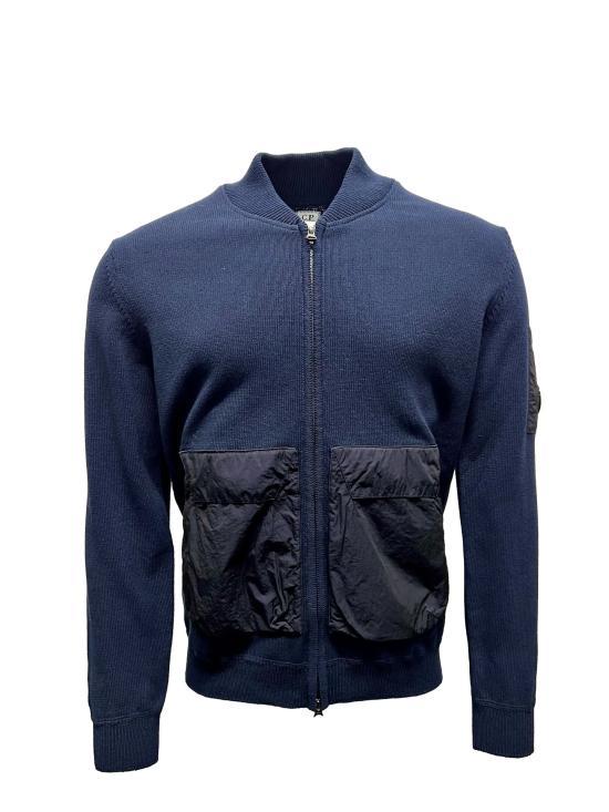 CP Company Zip-Up Knit Sweater for Men 16CMKN046A005367M888 TOTAL ECLIPSE DOM