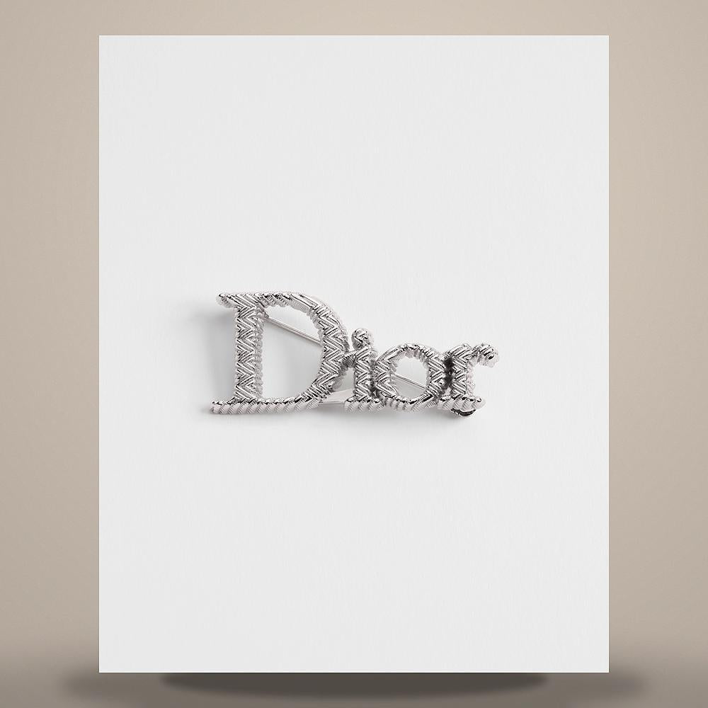DIOR Guilloché Brooch Silver-Finish Brass Hair Band V1824HOMMT D000