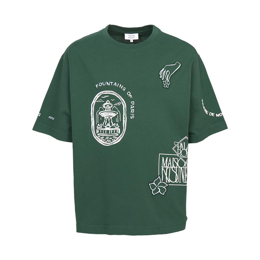 Maison Kitsune Art Nouveau Stamp Men's Short Sleeve T-Shirt