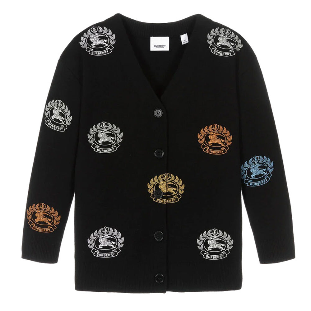 BURBERRY Women’s Wool Cardigan with Color Logo Motif