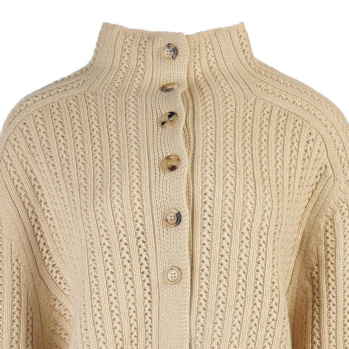 Max Mara Women’s Cropped Round Neck Knit Sweater HODEIDA Beige