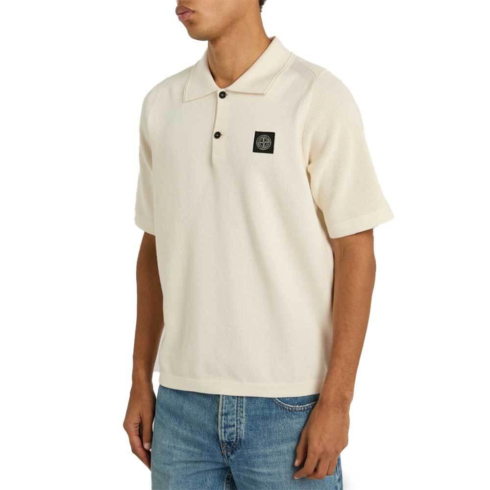 STONE ISLAND Organic Cotton Polo Shirt Ivory Men’s 5100030