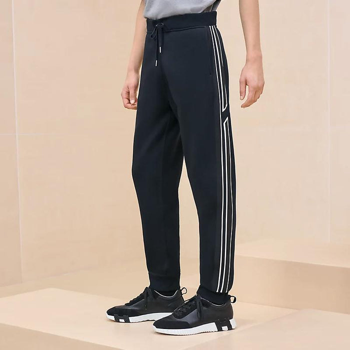 HERMES Cotton Run H Jogger Pants Black Unisex