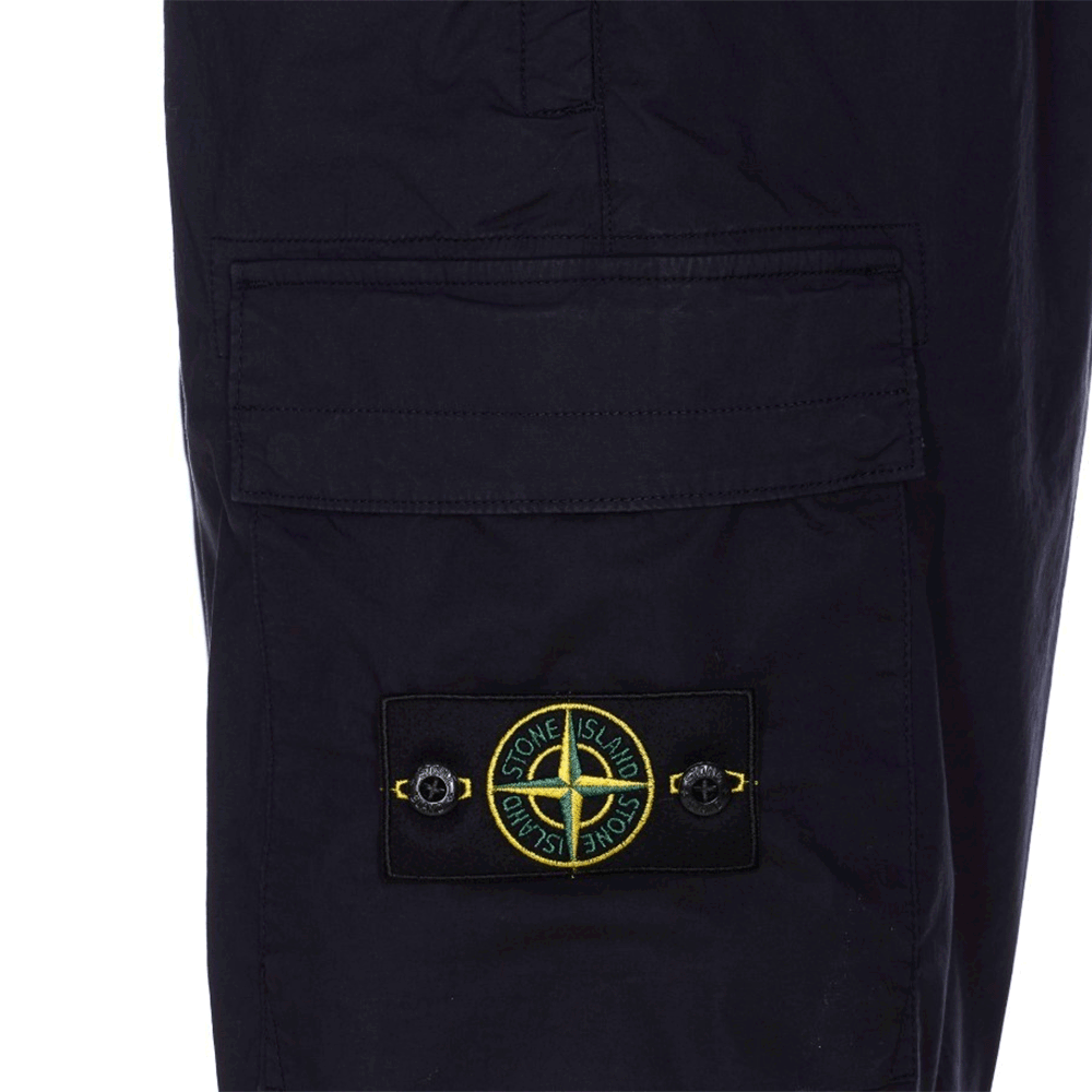 STONE ISLAND Men’s Cargo Shorts Black Cotton Ripstop