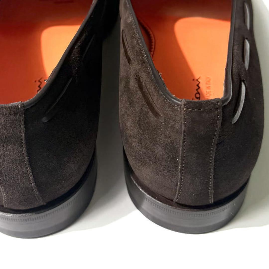 SANTONI Dark Brown Suede Tassel Loafers Men MCWI06429
