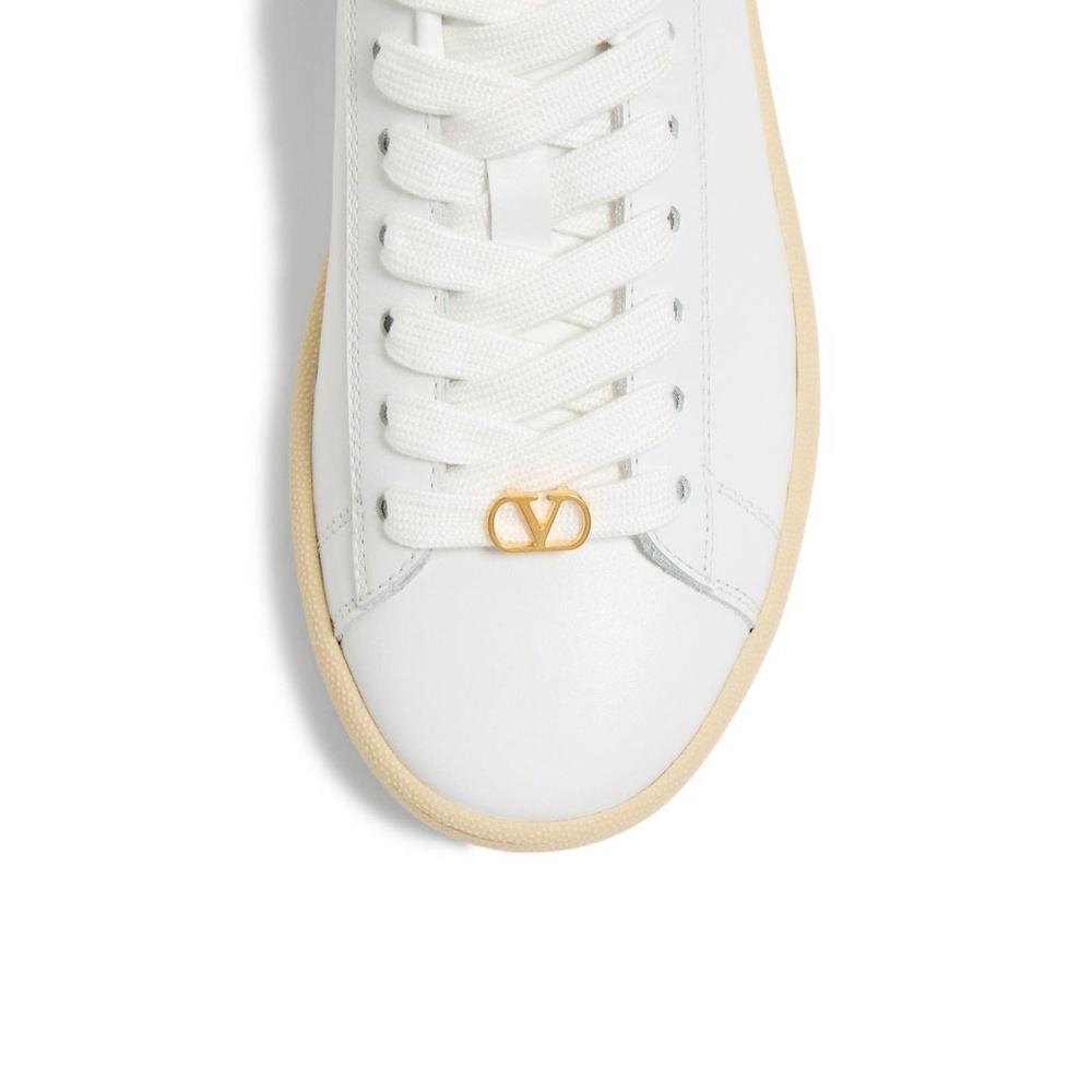 VALENTINO Loeikko Women’s Low-Top Leather Sneakers White Beige