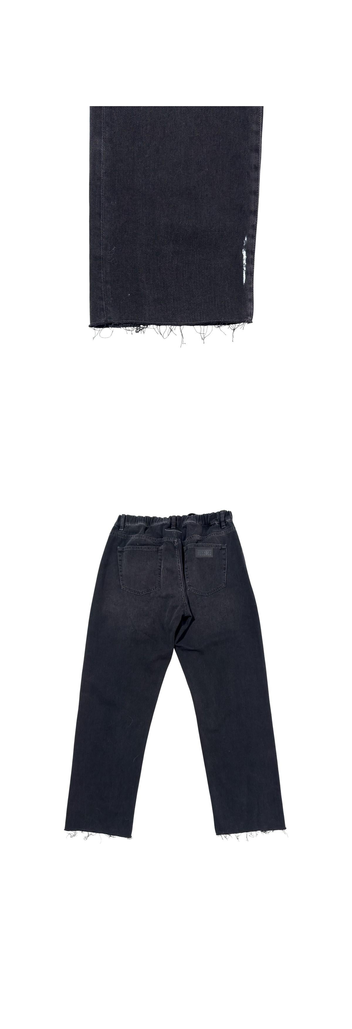 MM6 Waistband Paint Straight Leg Jeans Denim Pants Men Gray