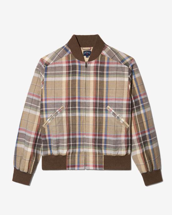 Noah Lightweight Bomber Jacket for Men NOAU261MRJP015BR BROWN PLAID DOM