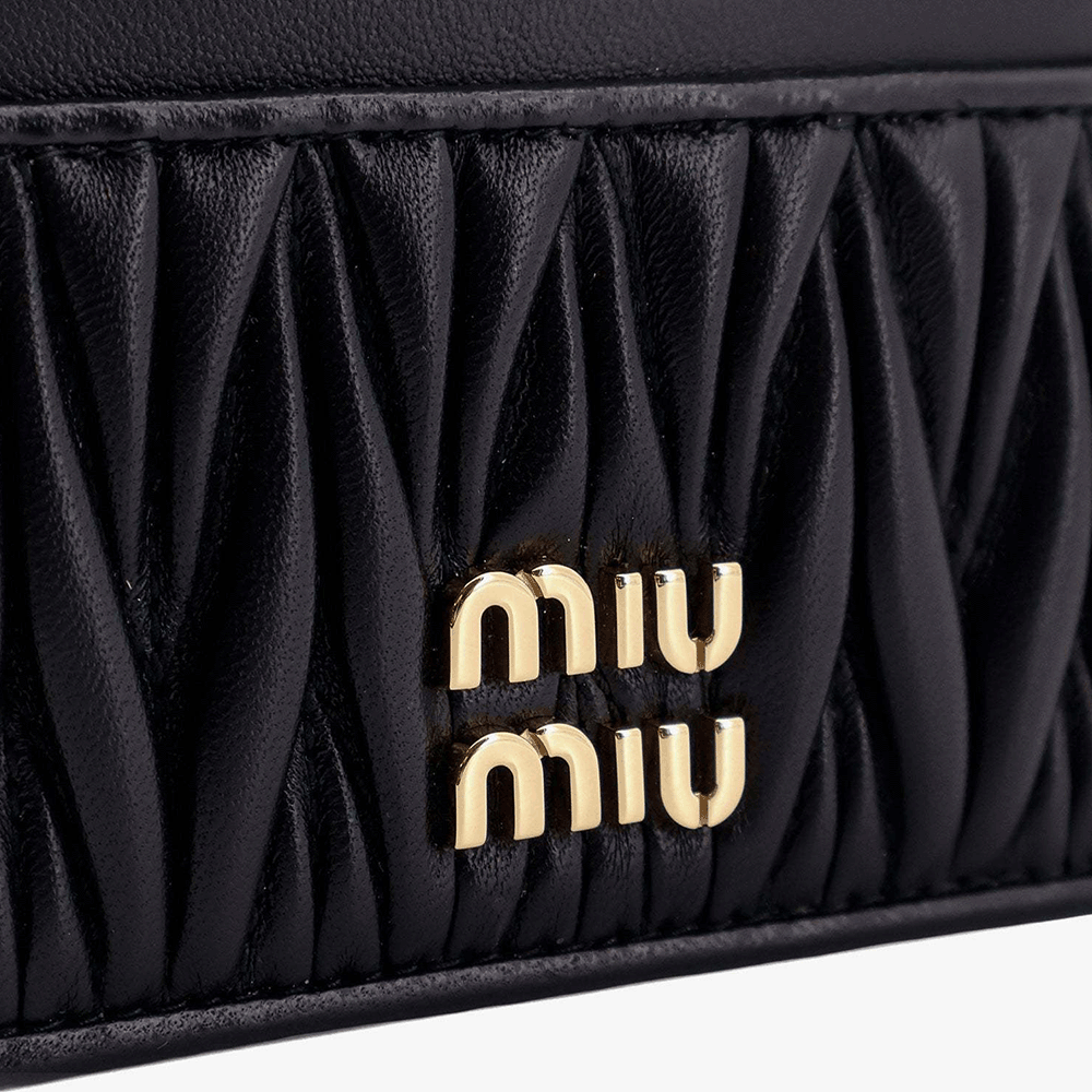 Miu Miu Matelassé Leather Card Holder Black 5MV204 AFPP F011