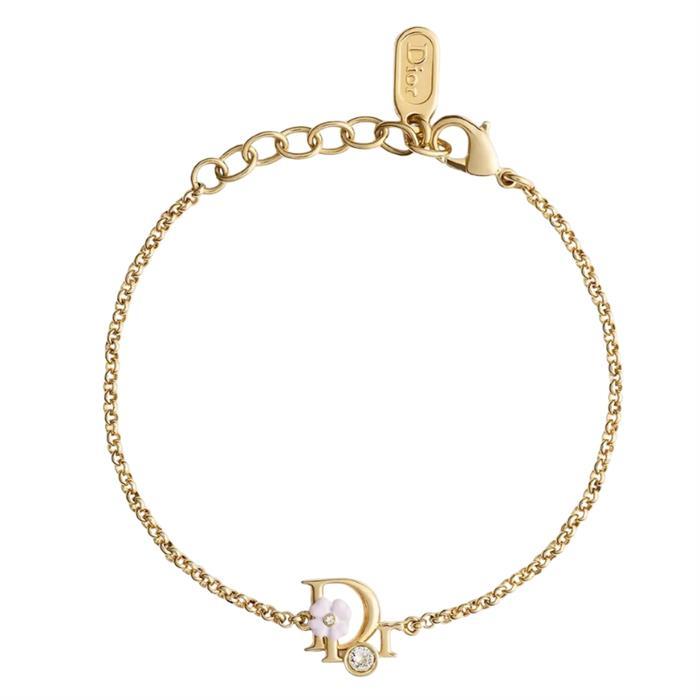 DIOR Precious Clover Bracelet Gold-Tone Crystal Jewelry