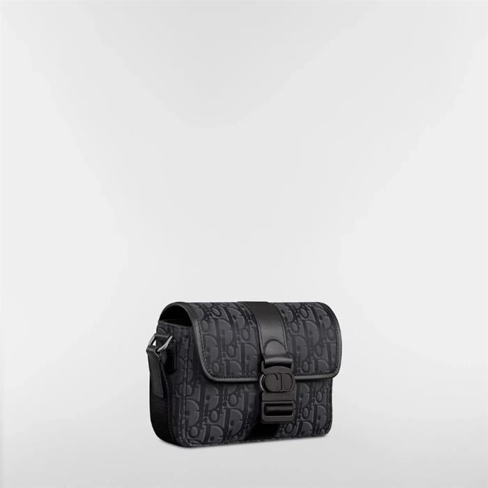 DIOR Trek Mini Flap Strap Bag Crossbody Black Leather