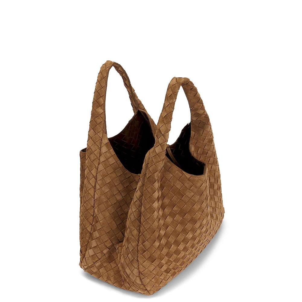 Bottega Veneta Campana Large Shoulder Bag Brown Leather