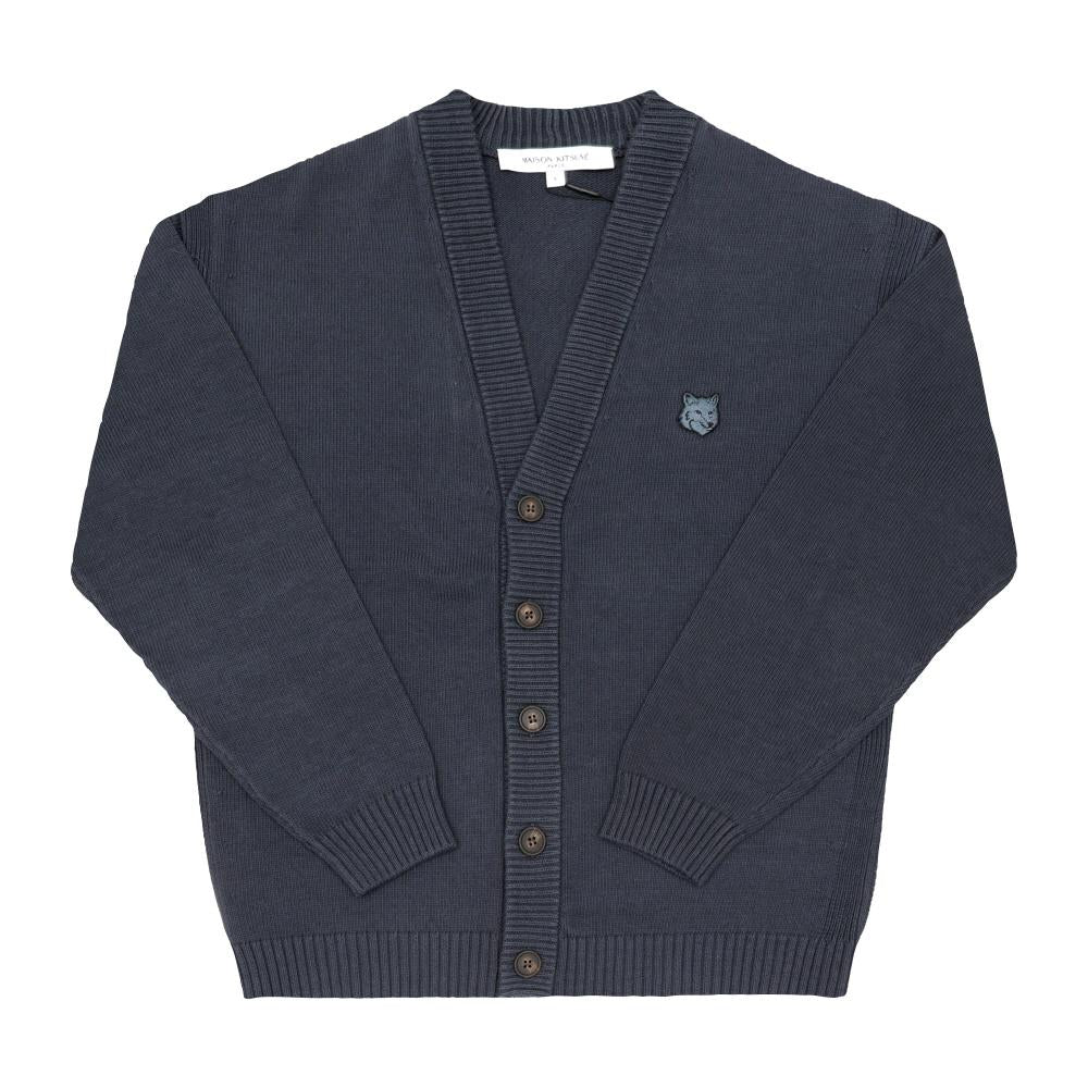Maison Kitsune Bold Fox Head Patch Wool Cardigan Men Black OM00502 KT1099 0076