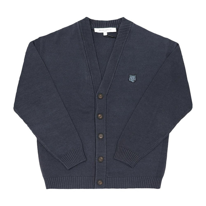 Maison Kitsune Bold Fox Head Patch Wool Cardigan Men Black OM00502 KT1099 0076