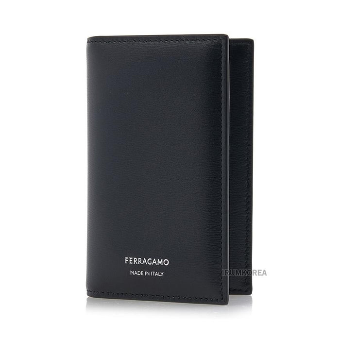 Ferragamo Black Leather Credit Card Holder for Men
