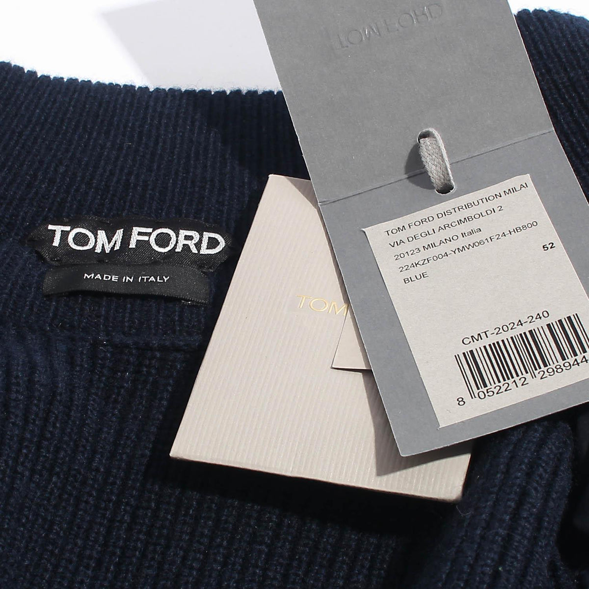 TOM FORD Navy Suede Wool Cashmere Knit Down Jacket KZF004 YMW061F24 HB800