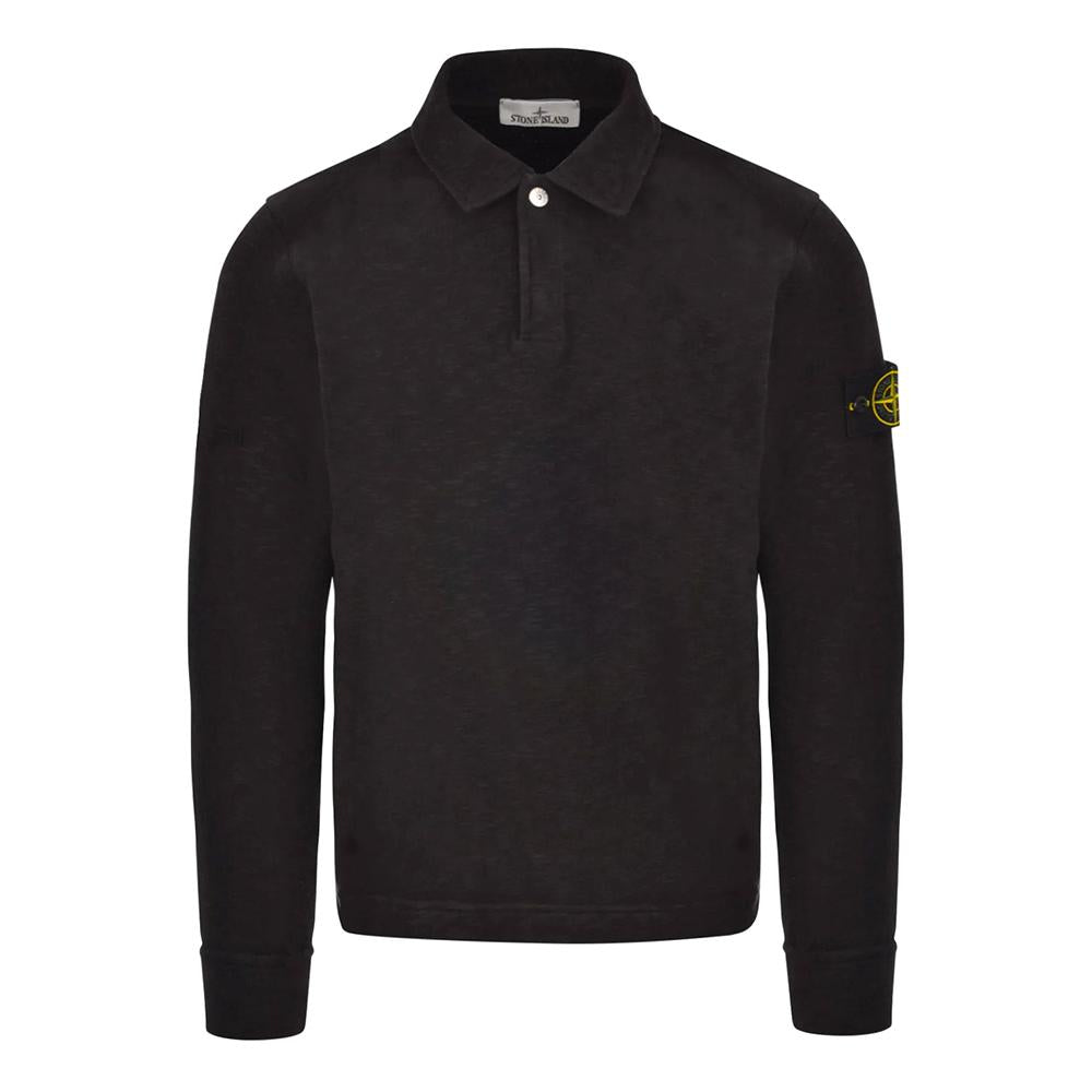 STONE ISLAND Brushed Heavy Cotton Jersey Polo Shirt Black
