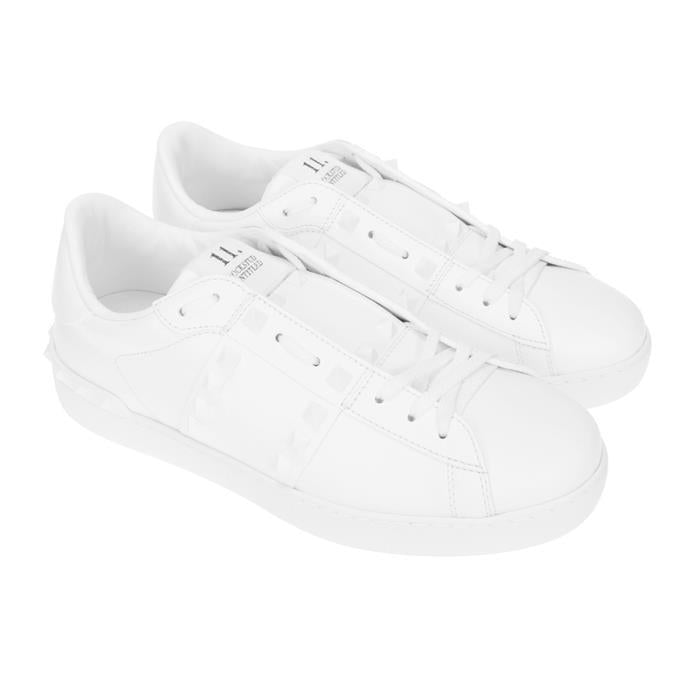 VALENTINO Rockstud Untitled Low-Top Leather Sneakers White