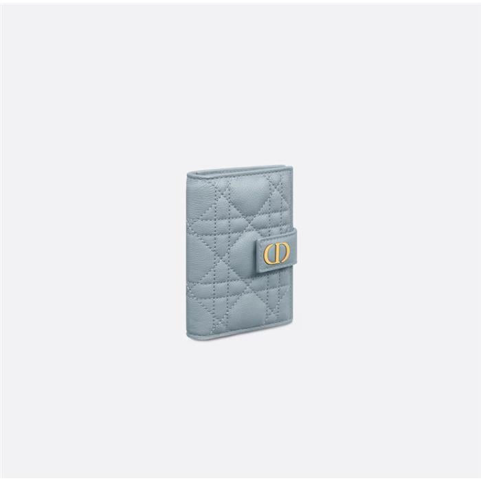 DIOR Caro Dandelion Leather Bifold Wallet Card Holder