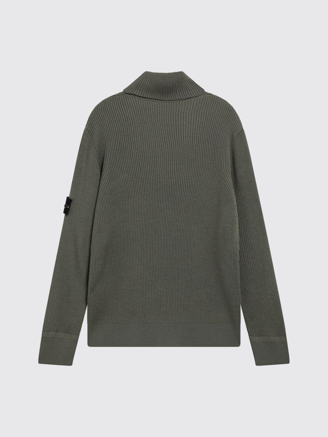 STONE ISLAND Gray Wool Turtleneck Knit Sweater for Men