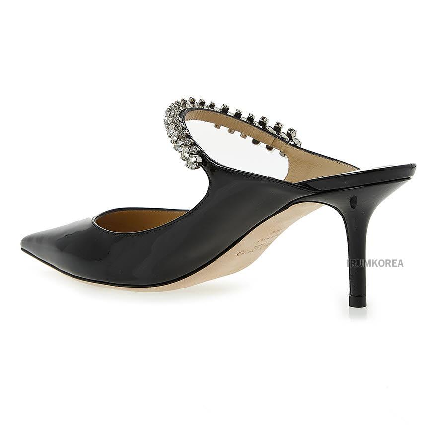 Jimmy Choo Crystal Strap Mule Slides for Women BING 65 PAT BLACK