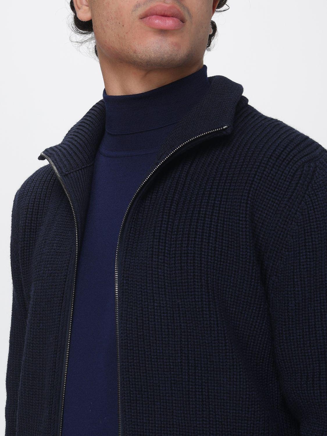 Herno Men's Zip-Up Knit Cardigan Navy