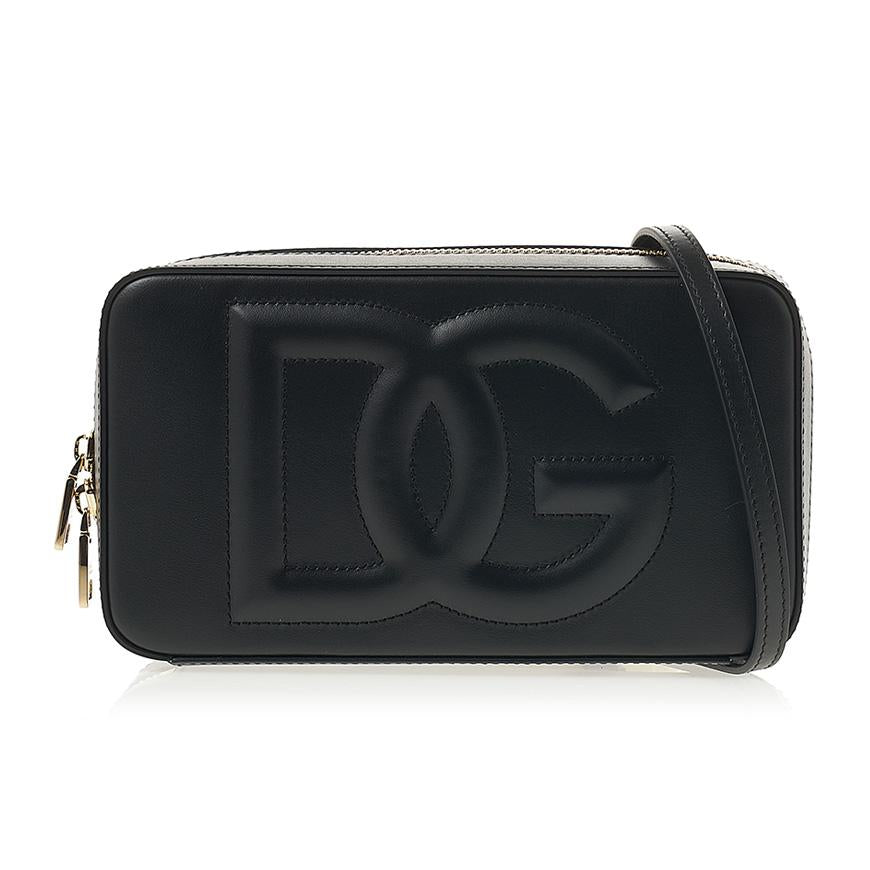 D&G Women’s DG Logo Camera Bag Black Crossbody Leather