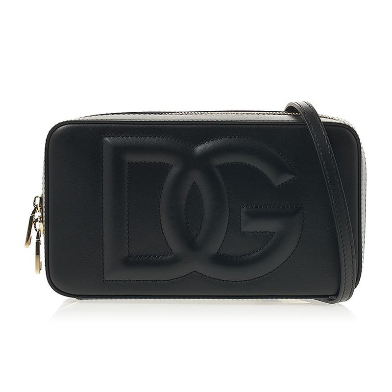 D&G Women’s DG Logo Camera Bag Black Crossbody Leather