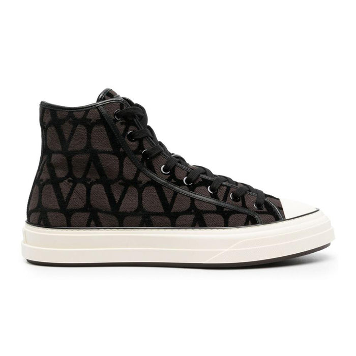 VALENTINO Toile Iconographe Brown High-Top Sneakers