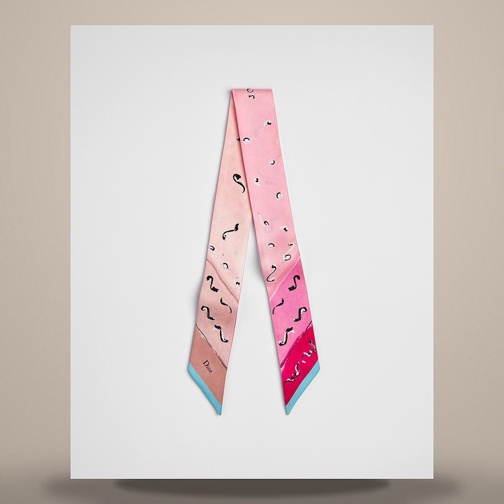 DIOR Dioriviera Delicate Ribbon Silk Twill Mitzah Scarf Pink M 64TM106I6114 C418