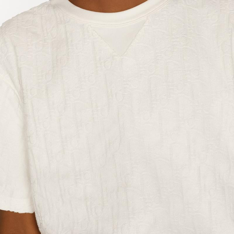 DIOR Oblique Casual Fit Terry Cotton Jacquard T-Shirt White