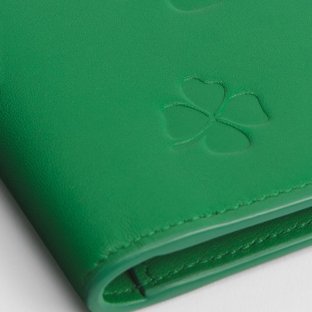 DIOR Bright Green Clover Embossed Calfskin Bifold Card Holder