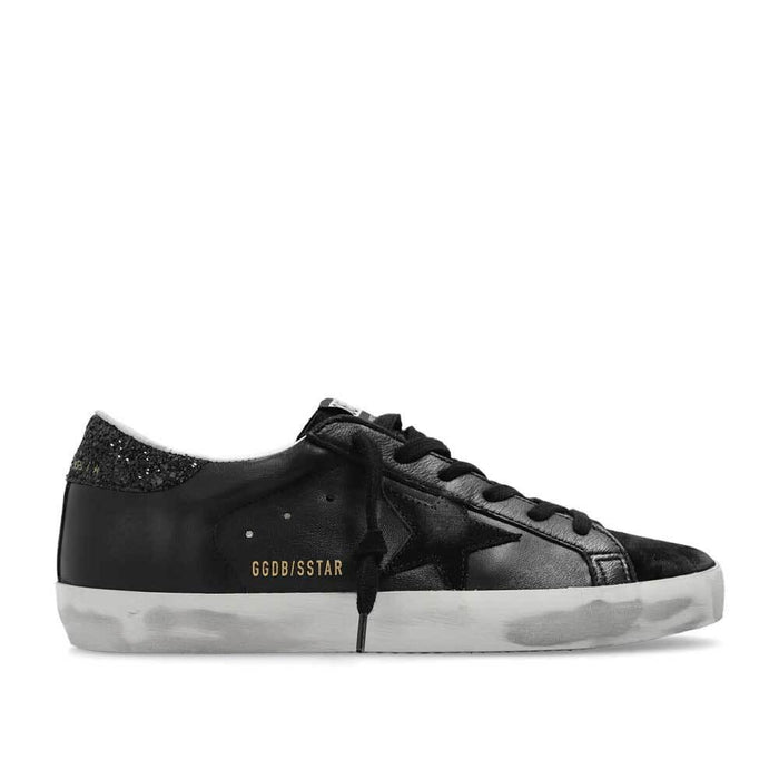 GOLDEN GOOSE Superstar Women's Black Glitter Heel Tab Low Top Sneakers
