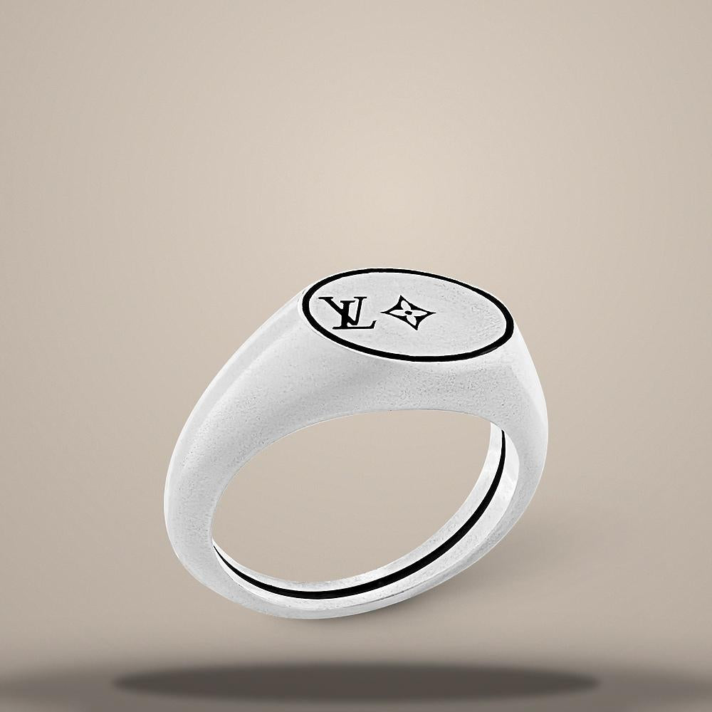 Louis Vuitton Sterling Silver 925 LV Tailor Ring M1151