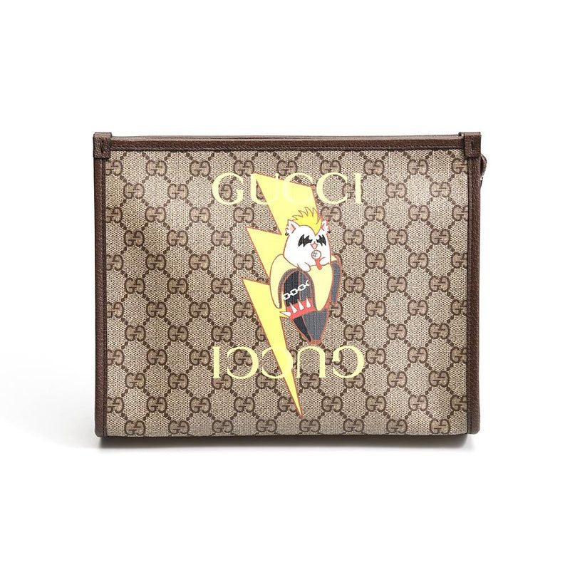 GUCCI Brown Banana Print Clutch Bag