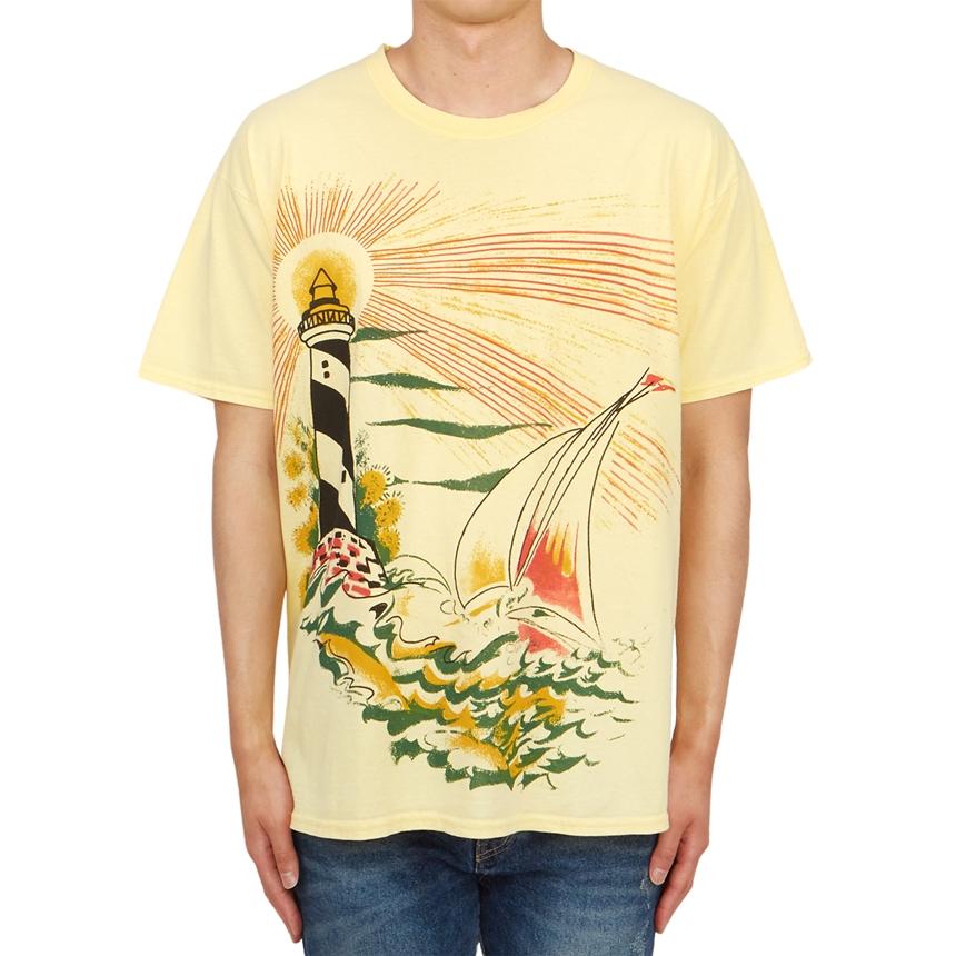 Wild Donkey Men’s Short Sleeve T-Shirt Sunflower Lighthouse Print
