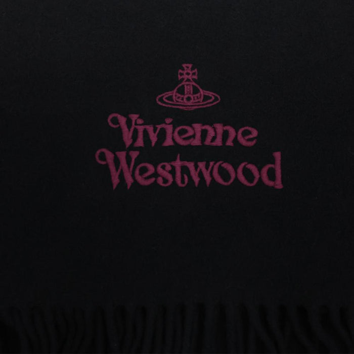 Vivienne Westwood Unisex Logo Wool Scarf Black
