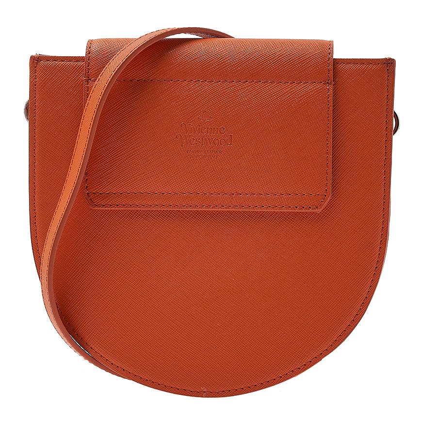 Vivienne Westwood Saffiano Half Moon Saddle Crossbody Bag Women Navy