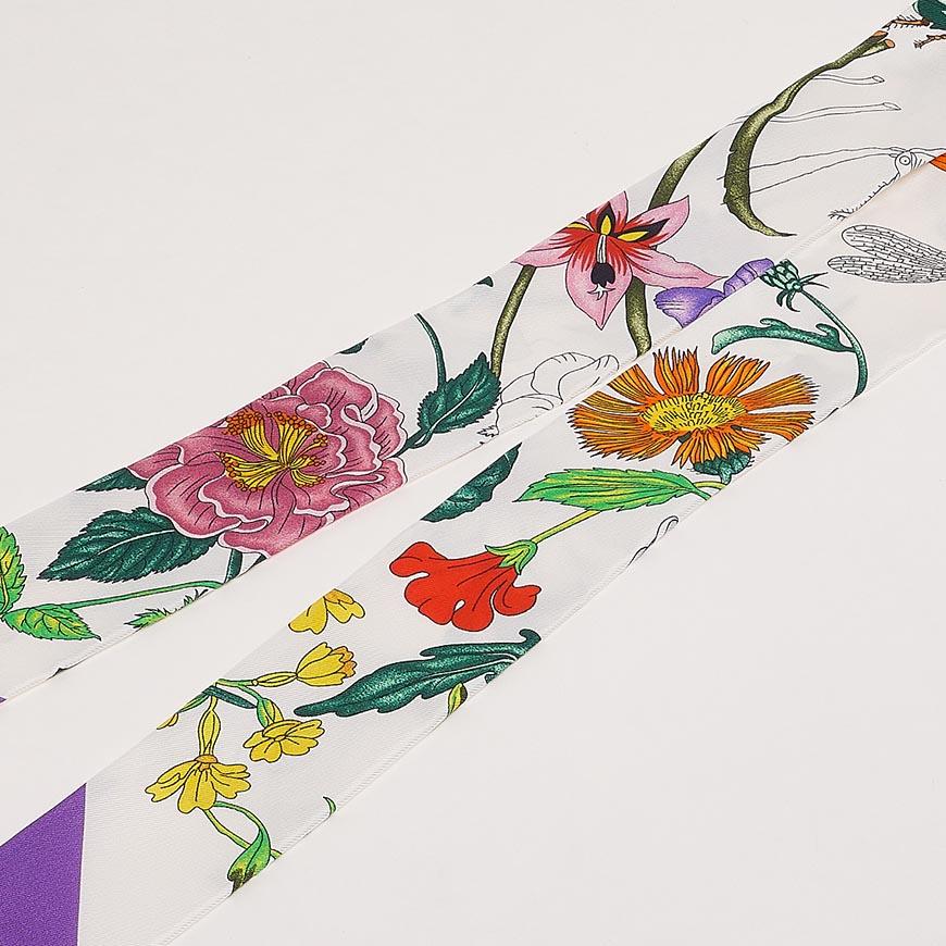 GUCCI Unisex Printed Silk Twill Ribbon Scarf 831699 3G001 9071