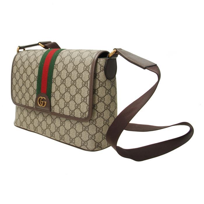 GUCCI Ophidia Medium Messenger Bag Brown GG Supreme Canvas Crossbody